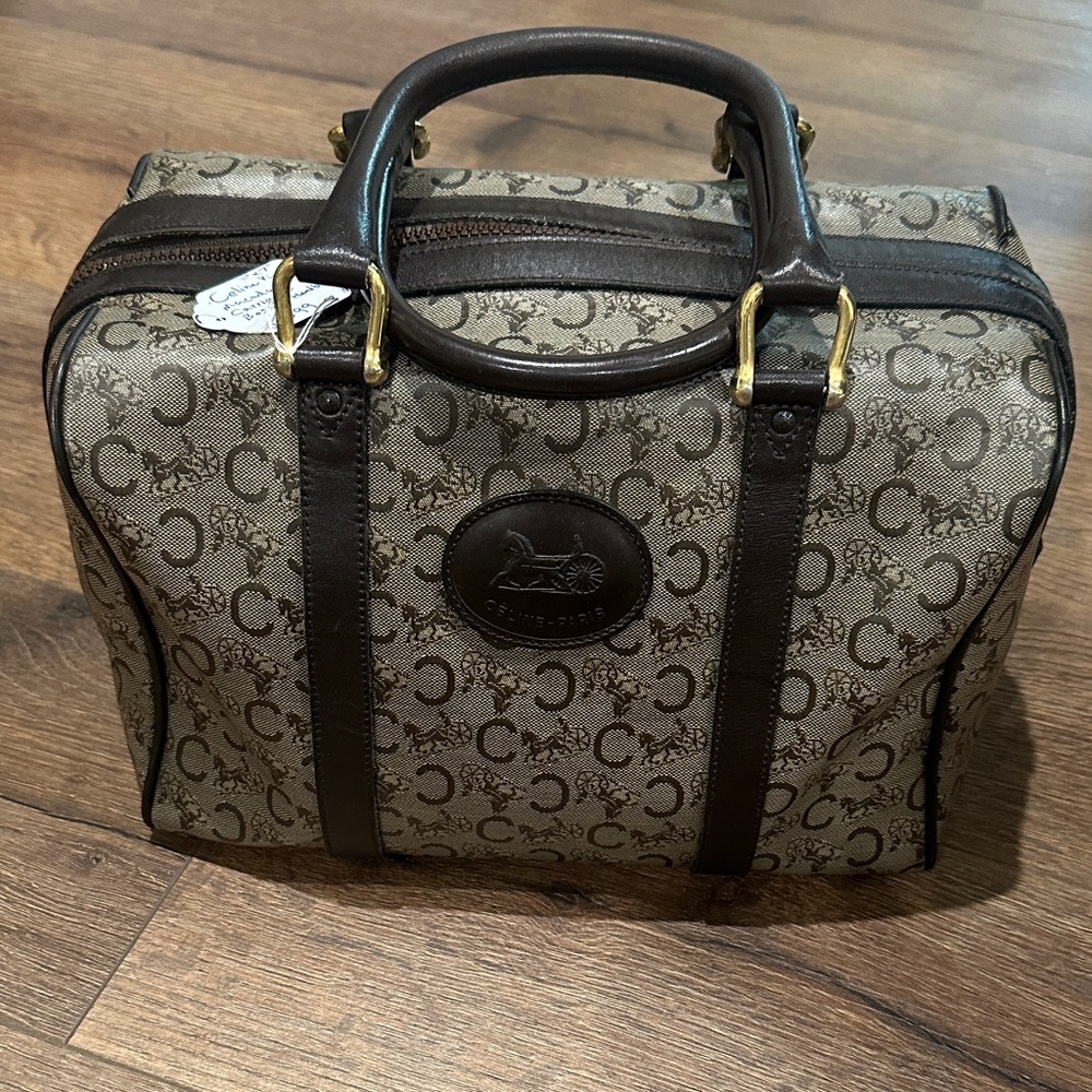 👜 Collectible Vintage Céline Macadam Boston Bag - Classic Carriage Logo, Brown 🐎